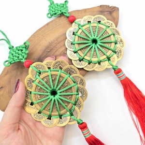 رشته سکه فنگشویی طرح گل بزرگ 16 سکه