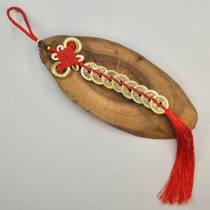 رشته 8 سکه فنگشویی با گره عشق زری دار