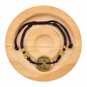 دستبند سکه فنگشویی -قهوه ای