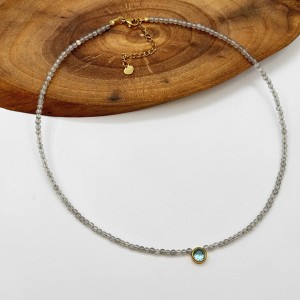 گردنبند لابرادوریت و نگین استیل