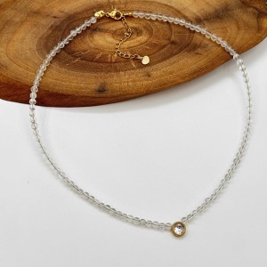 گردنبند کریستال کوارتز و نگین استیل