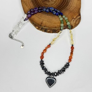 گردنبند هفت چاکرا و پلاک قلب حدید