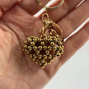 جاکلیدی قلب سه بعدی حدید طلایی