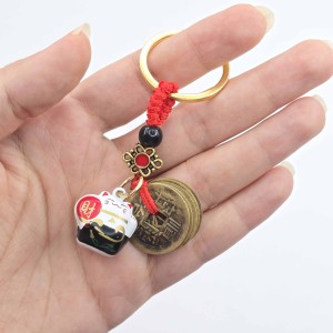 جاکلیدی 5 سکه فنگشویی و گربه شانس زنگوله ای مشکی