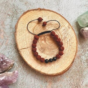 دستبند رودراکشا و تورمالین سیاه