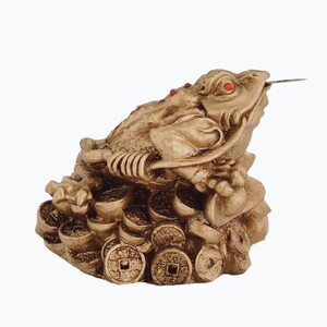 مجسمه وزغ سه پا بزرگ با سکه