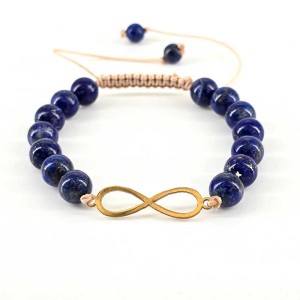 دستبند  سنگ لاجورد با پلاک بینهایت