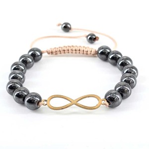 دستبند  سنگ حدید با پلاک بینهایت