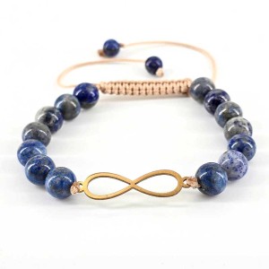 دستبند  سنگ لاجورد با پلاک بینهایت