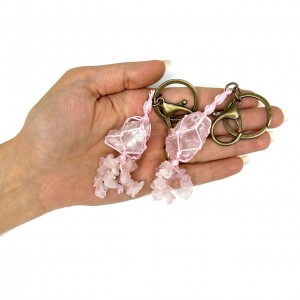 جاکلیدی کوارتز صورتی آویزدار