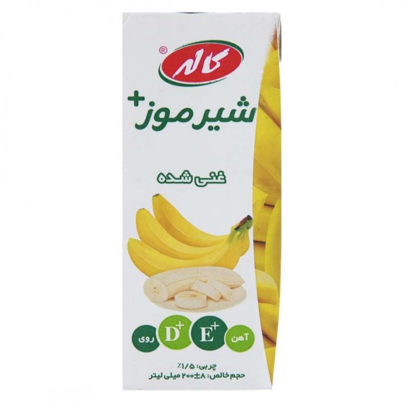 شیر موز پاکتی 200 سی سی کاله