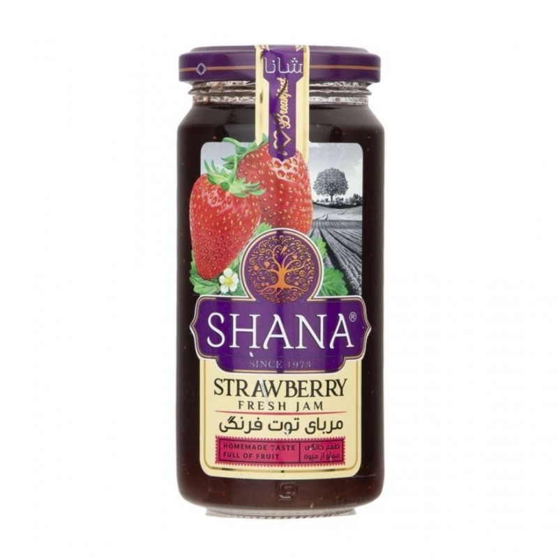 مربای توت فرنگی شیشه 310 گرم شانا