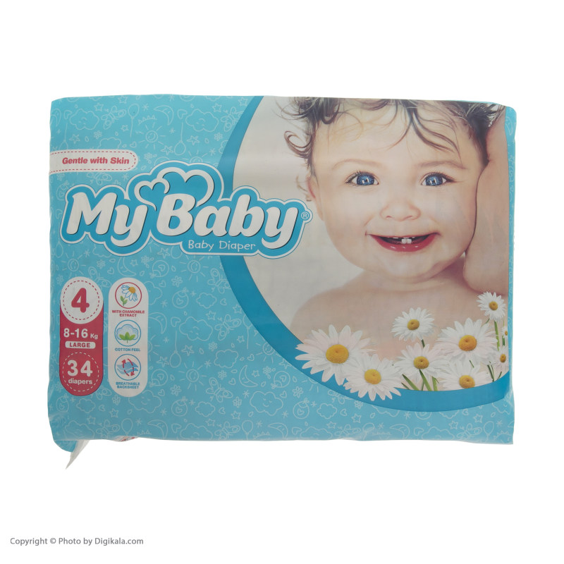 پوشک بچه مای بیبی 34 عددی سایز 4