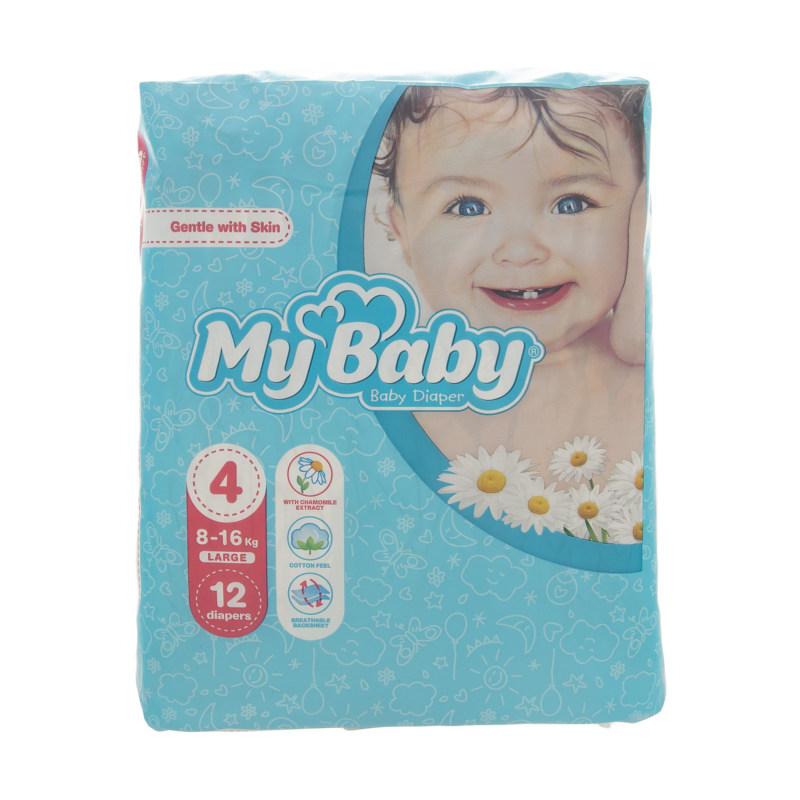 پوشک بچه مای بیبی 12 عددی سایز 4