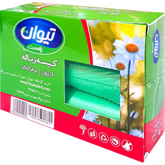 کیسه زباله 3 رول سبز سایز متوسط تیوان