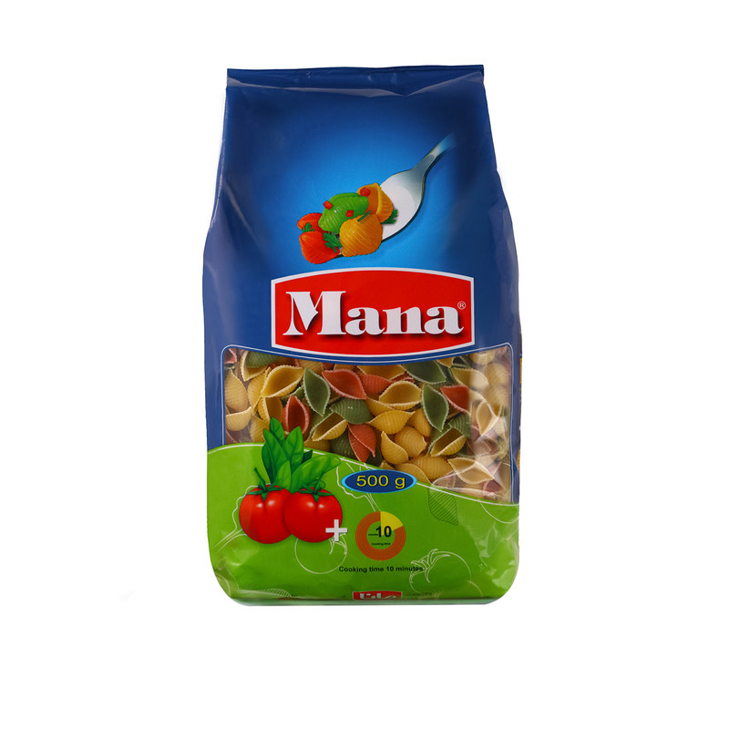 ماکارونی فرمی گوش ماهی سبزیجات 500 گرم مانا