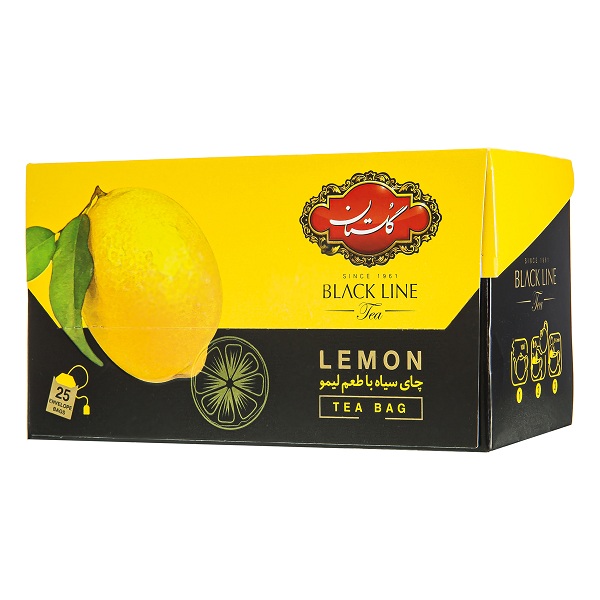 چای گلستان  سیاه کیسه ای با طعم لیمو پک 25 عددی