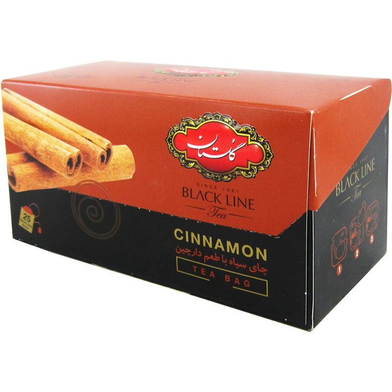 چای گلستان سیاه کیسه ای با طعم دارچین  25 عددی