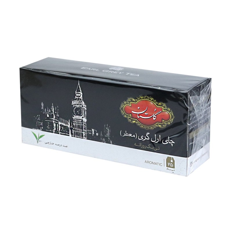 چای سیاه کیسه ای گلستان ارل گری پک 25 عددی