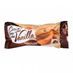 کیک دوقلو دور رنگ کاکائویی بدون مغز حاج عبداللّٰه ۵۰ گرم