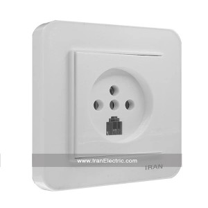 پریز تلفن دوکاره ارس اقتصادی سفید ایران الکتریک