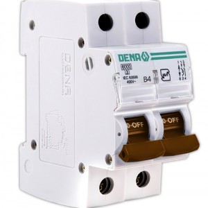 کلید (فیوز) مینیاتوری 6000 دو پل 4A دنا الکتریک