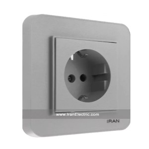 پریز برق ارت دار ارس رنگی نقره ای ایران الکتریک