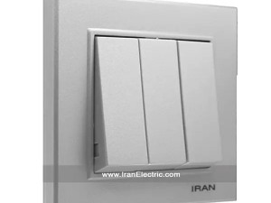 کلید سه پل برلیان رنگی نقره ای ایران الکتریک