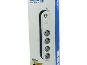 محافظ برق الکتروپیک مدل سوما ۴ خانه ارت دار با کابل ۲ متر و پورت USB