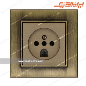 پریز تلفن دوکاره برلیان طرح متال زیتونی ایران الکتریک