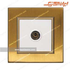 پریز آنتن تلویزیون برلیان متال طلایی میان سفید ایران الکتریک