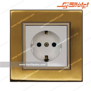 پریز برق ارت دار برلیان متال طلایی میان سفید ایران الکتریک