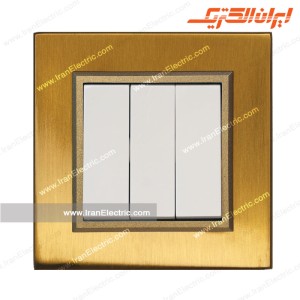 کلید سه پل برلیان متال طلایی میان سفید ایران الکتریک