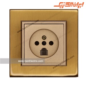 پریز تلفن دوکاره برلیان متال طلایی مات ایران الکتریک