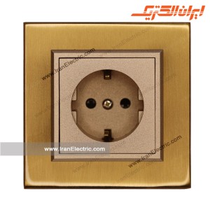 پریز برق ارت دار برلیان متال طلایی مات ایران الکتریک