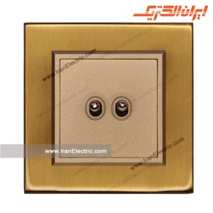 کلید دوپل اهرمی برلیان متال طلایی مات ایران الکتریک