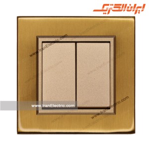 کلید دوپل برلیان متال طلایی مات ایران الکتریک
