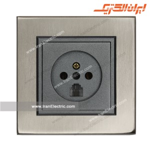 پریز تلفن دوکاره برلیان متال سیلور ایران الکتریک