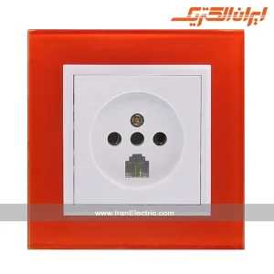 پریز تلفن دوکاره برلیان کریستال نارنجی ایران الکتریک