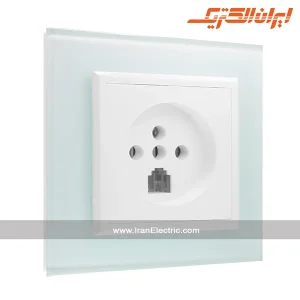 پریز تلفن دوکاره برلیان کریستال سفید ایران الکتریک