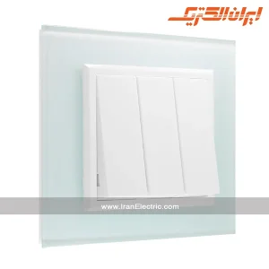 کلید سه پل برلیان کریستال سفید ایران الکتریک