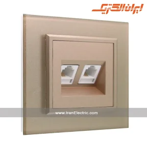 سوکت تلفن دوتایی برلیان کریستال بژ ایران الکتریک