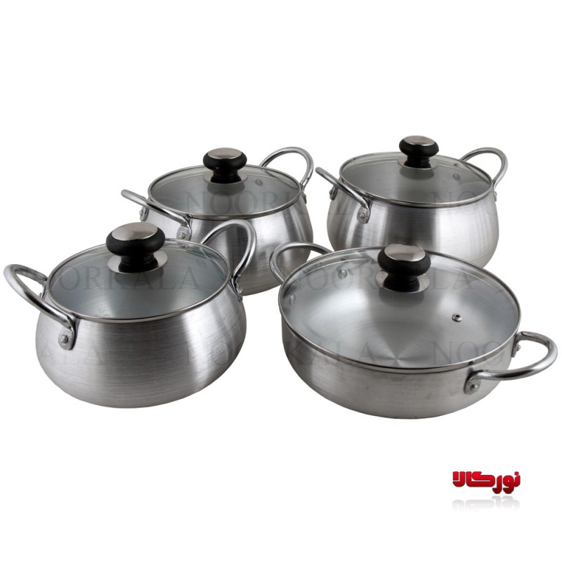 سرویس قابلمه 8 پارچه آلومینیومی با درب پیرکس
