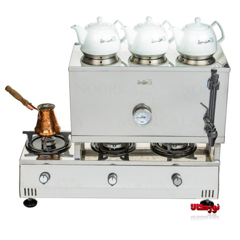 سماور گازی هتلی 30 لیتری بغل شعله دنیای استیل