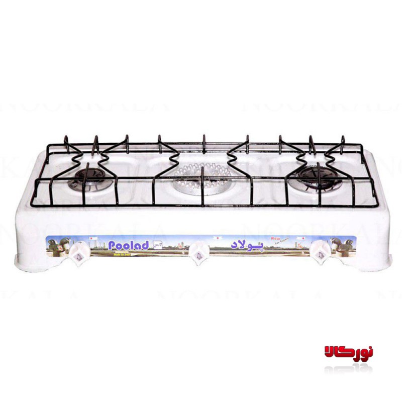 اجاق گاز رومیزی سه شعله پرسی لعاب آذرین پولاد