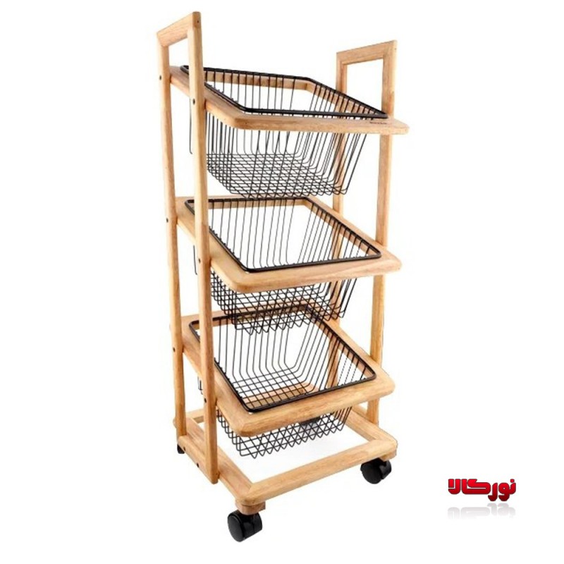 سبد سیب زمینی و پیاز چوبی 3 طبقه طرح ایکیا