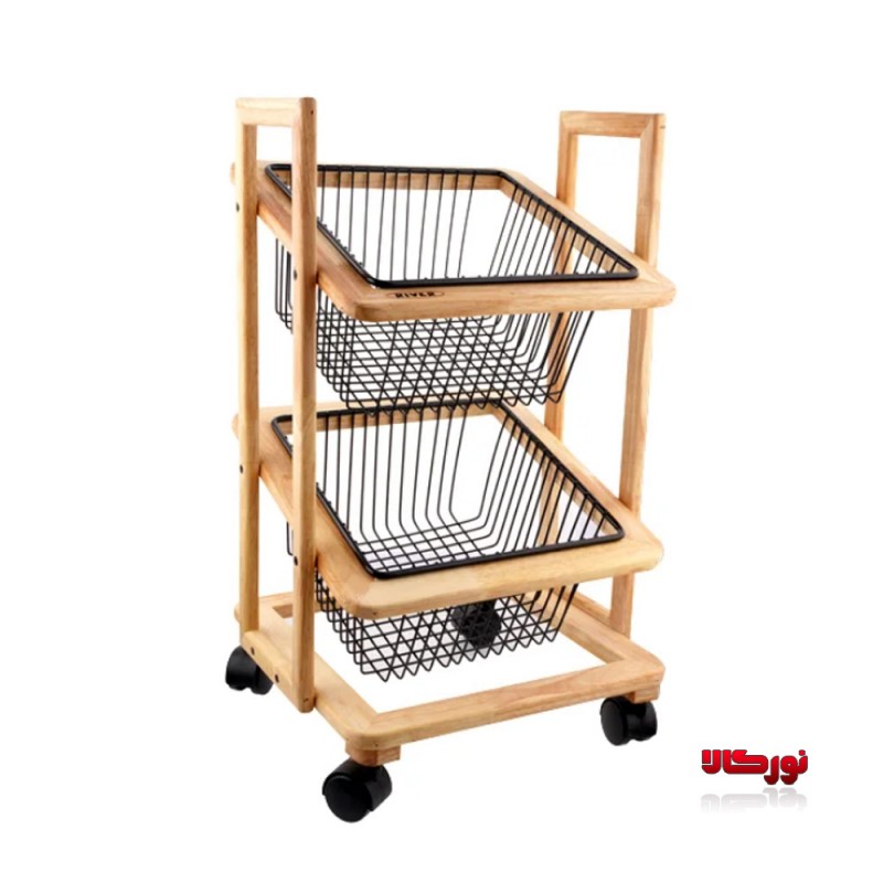 سبد سیب زمینی و پیاز چوبی 2 طبقه طرح ایکیا