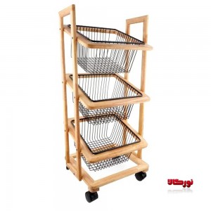 سبد سیب زمینی و پیاز چوبی 3 طبقه طرح ایکیا