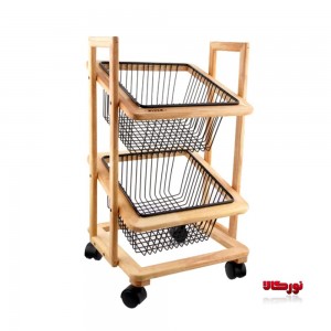 سبد سیب زمینی و پیاز چوبی 2 طبقه طرح ایکیا