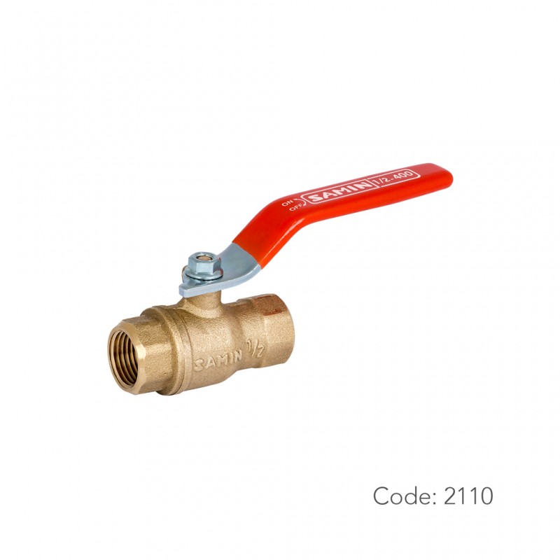 شیر توپی گاز برنجی 2110 سامین در سایز ۱/۲ اینچ با تنوع دسته